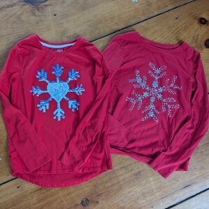 2 Snowflake Shirts w Sequins And Glittery Print